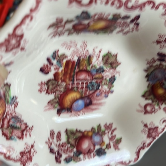 Vintage Mason's Ironstone Fruit Basket Red Candy‎ Nut Dish England - Picture 7 of 8
